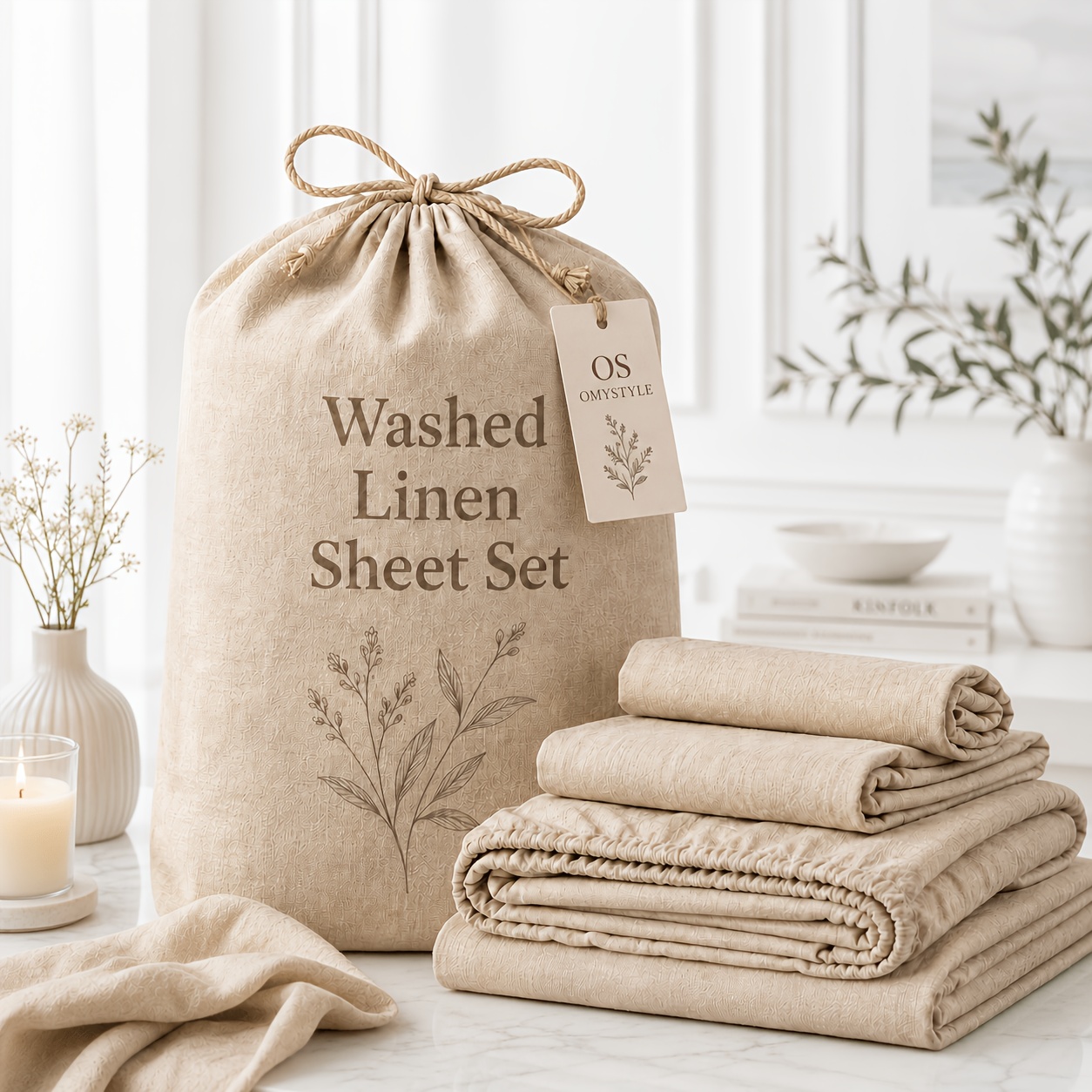 Linen Blend Children's 4-Piece Sheet Set